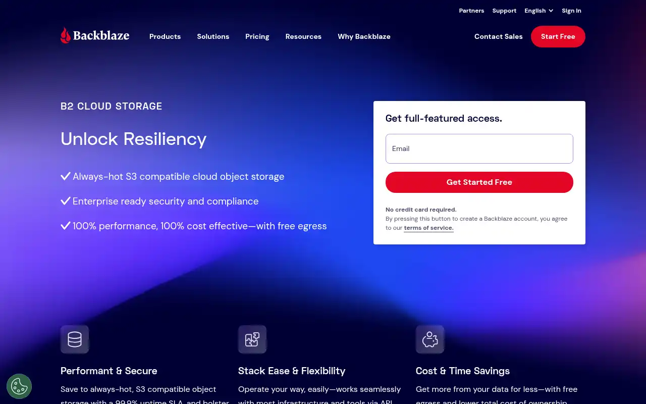 Backblaze B2 Landing Page