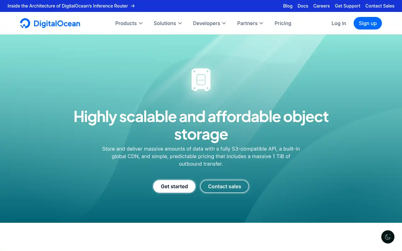 DigitalOcean Spaces Landing Page
