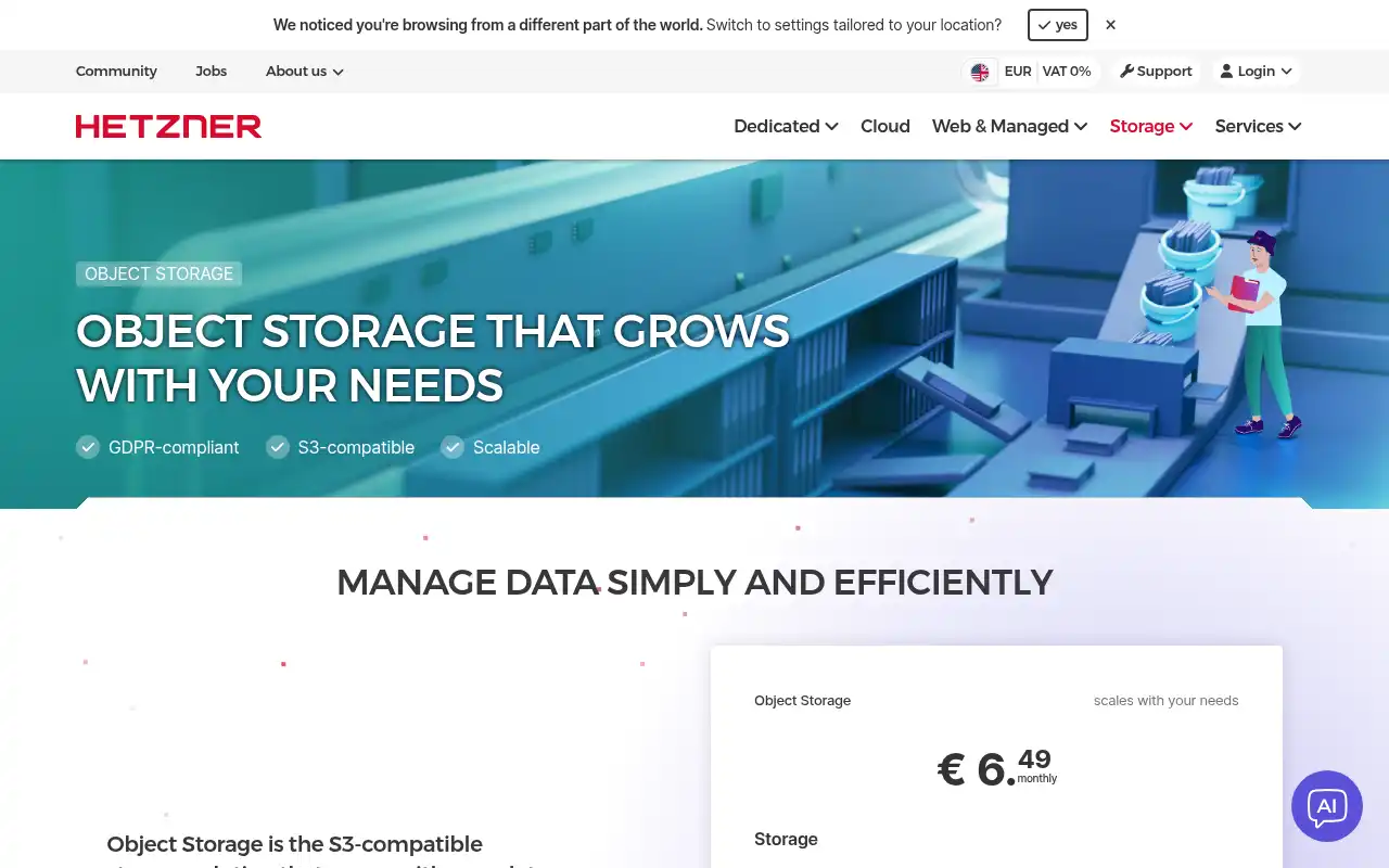 Hetzner Object Storage Landing Page